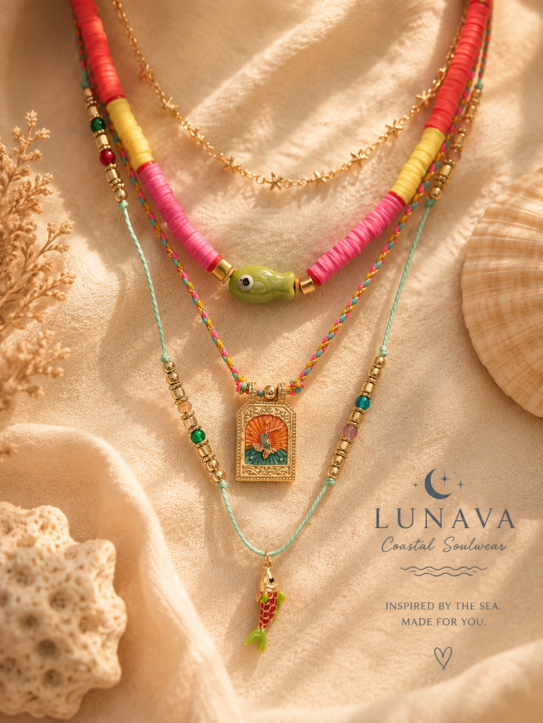 🌊 Bohemian Ocean Layers – 4-teiliges Halsketten-Set