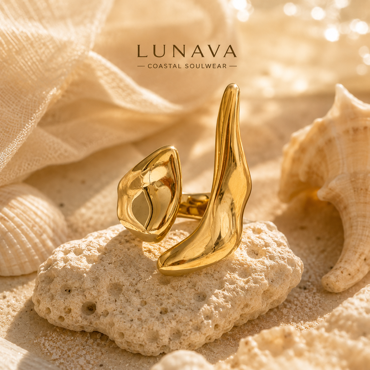 Golden Wave Ring ✨